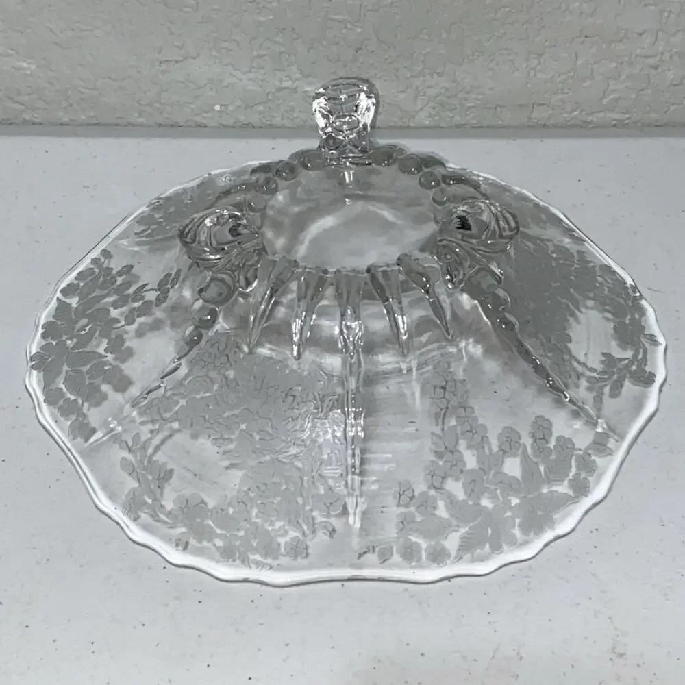 VTG New Martinsville‎ Radiance Pattern Prelude Etched 3 Footed Round Bowl 10.5”